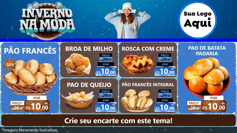 Modelo de TV para TV Horizontal com o tema Inverno na Moda para Padaria