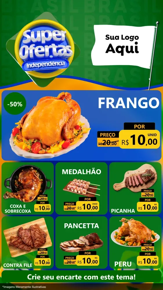 Modelo de Rede Social para Stories com o tema Super Ofertas de Independência para Assados