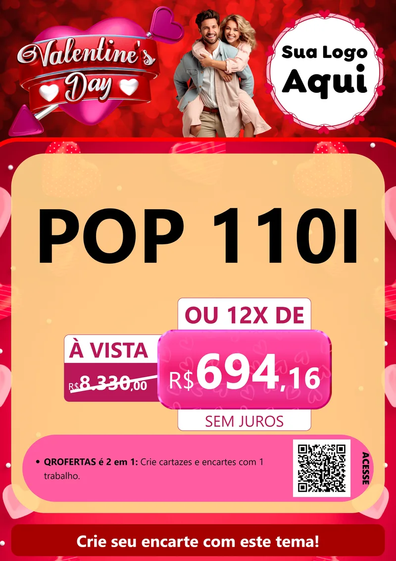 Modelo de Cartaz para Cartaz A4 Vertical com o tema Valentine's Day para Concessionaria de Motos
