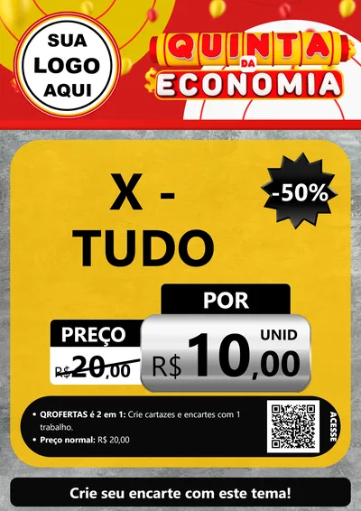 Modelo de Cartaz para Cartaz A4 Vertical com o tema Quinta da Economia para Hamburgueria