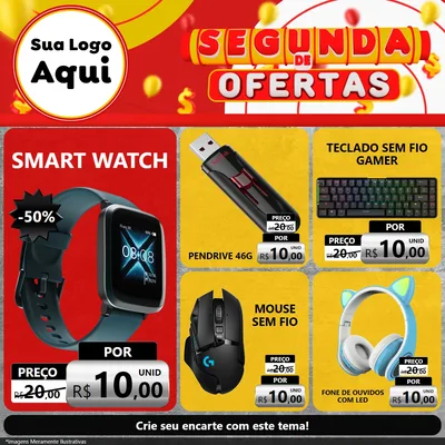 Modelo de Rede Social para Feed Facebook com o tema Segunda de Ofertas para Informática