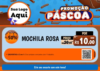 Modelo de Cartaz para Cartaz A4 Horizontal com o tema Promoção Páscoa para Papelaria