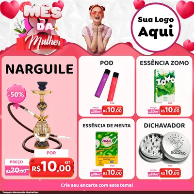 Modelo de Rede Social para Feed Facebook com o tema Mês da Mulher para Tabacaria