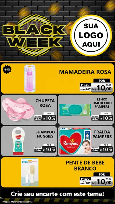 Modelo de TV para TV Vertical com o tema Black Week para Bebês