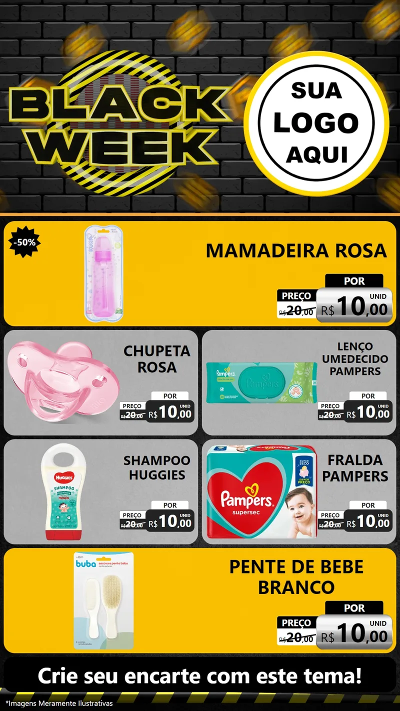 Modelo de TV para TV Vertical com o tema Black Week para Bebês