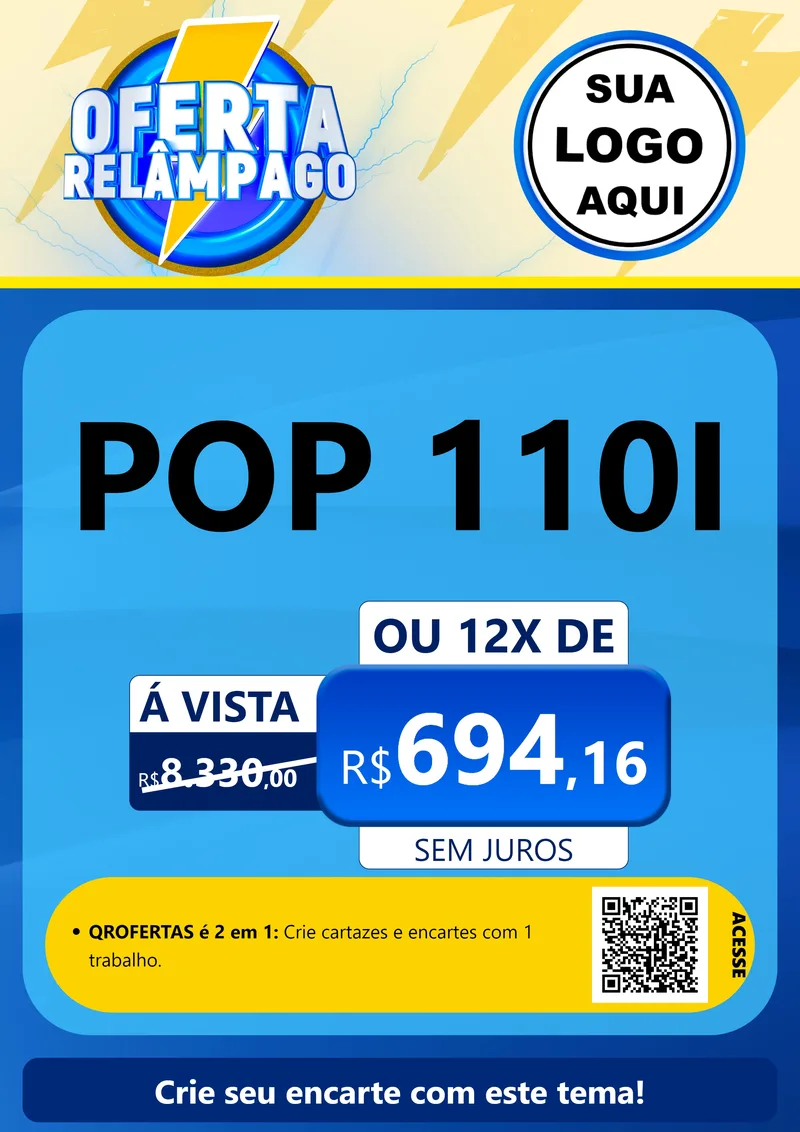 Modelo de Cartaz para Cartaz A4 Vertical com o tema Oferta Relâmpago para Concessionaria de Motos