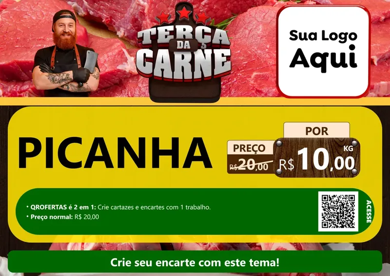 Modelo de Cartaz para Cartaz A4 Horizontal com o tema Terça da Carne para Açougue