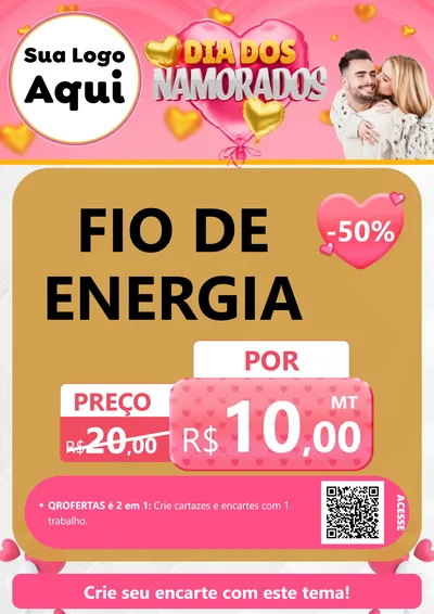 Modelo de Cartaz para Cartaz A4 Vertical com o tema Dia dos Namorados para Materiais Elétricos