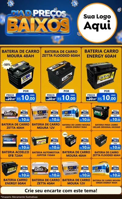 Modelo de Encarte para Encarte Grande com o tema Dia D Preço Baixo para Baterias Elétricas