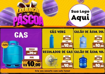 Modelo de Encarte para Encarte A4 Horizontal com o tema Liquidação de Páscoa para Água e gás