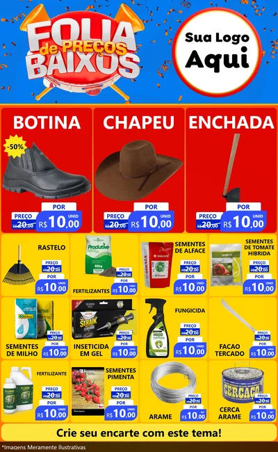 Modelo de Encarte para Encarte Grande com o tema Folia de Preços Baixos para Agropecuária