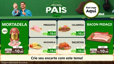 Modelo de TV para TV Horizontal com o tema Mês dos Pais para Frios e Laticínios