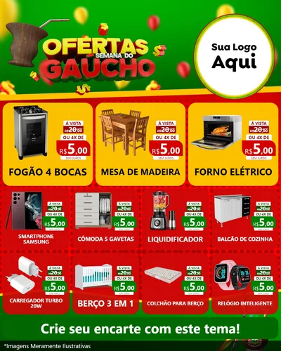 Modelo de Rede Social para Feed Instagram com o tema Ofertas Semana Do Gaúcho para Móveis e Eletro
