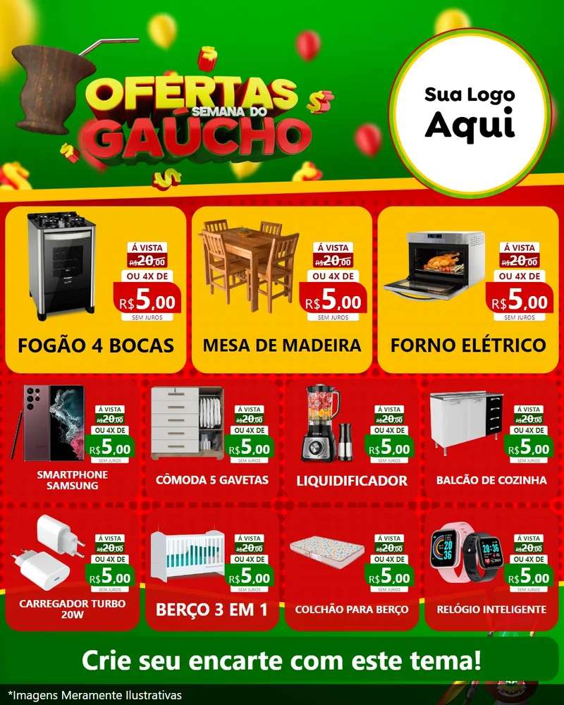 Modelo de Rede Social para Feed Instagram com o tema Ofertas Semana Do Gaúcho para Móveis e Eletro
