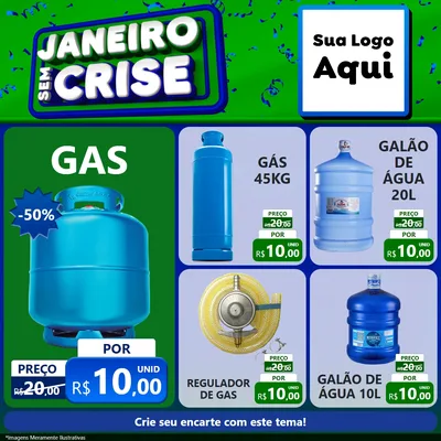 Modelo de Rede Social para Feed Facebook com o tema Janeiro Sem Crise para Água e gás