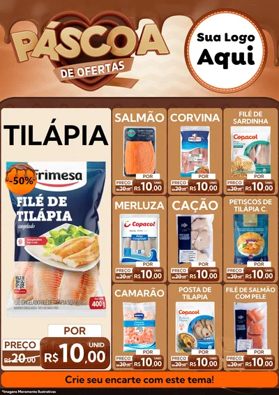 Modelo de Encarte para Encarte A4 Vertical com o tema Páscoa de Ofertas para Peixaria