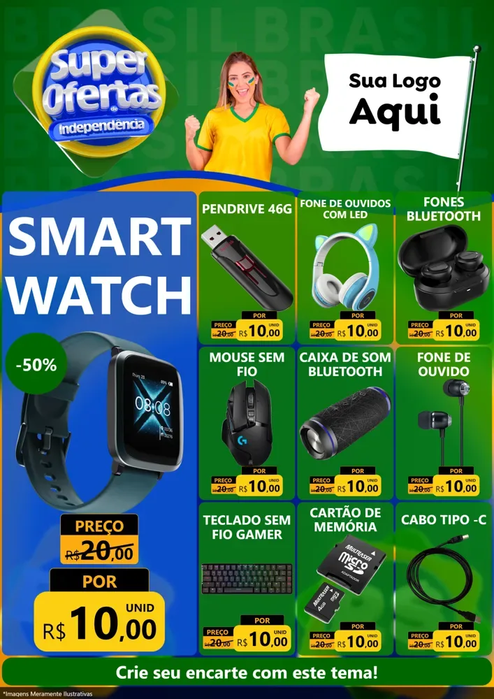 Modelo de Encarte para Encarte A4 Vertical com o tema Super Ofertas de Independência para Informática