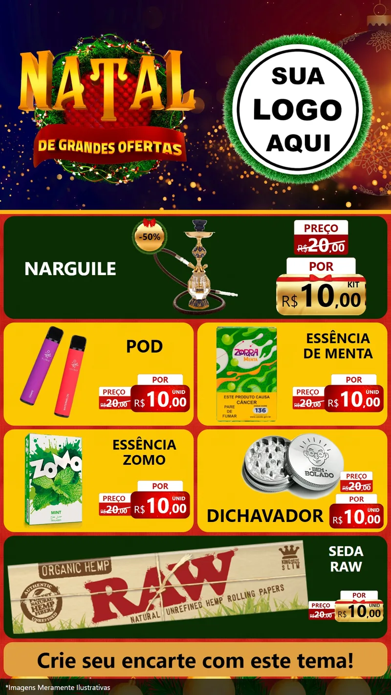 Modelo de TV para TV Vertical com o tema Natal de Grandes Ofertas para Tabacaria