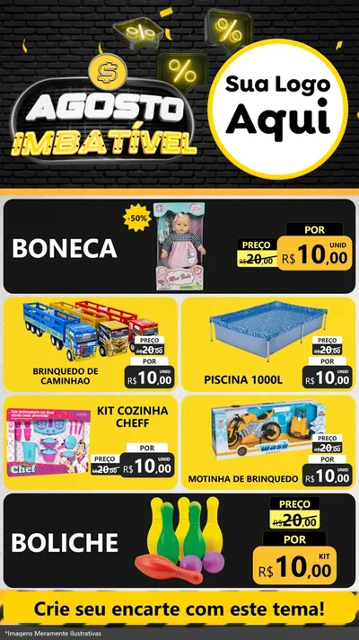 Modelo de TV para TV Vertical com o tema Agosto Imbatível para Brinquedos