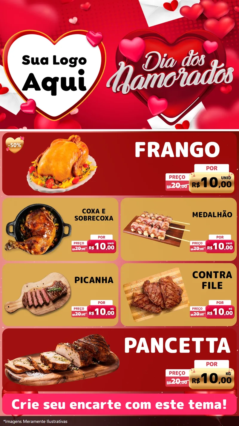 Modelo de TV para TV Vertical com o tema Dia Dos Namorados para Assados