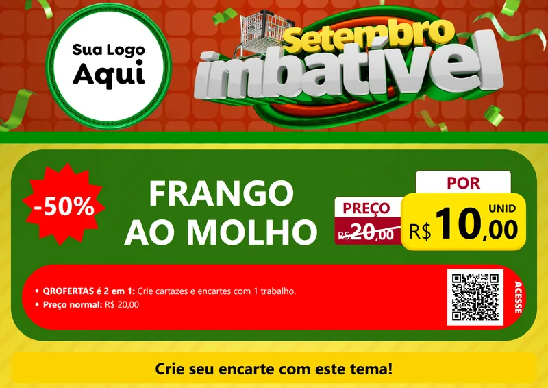 Modelo de Cartaz para Cartaz A4 Horizontal com o tema Setembro Imbatível para Restaurante