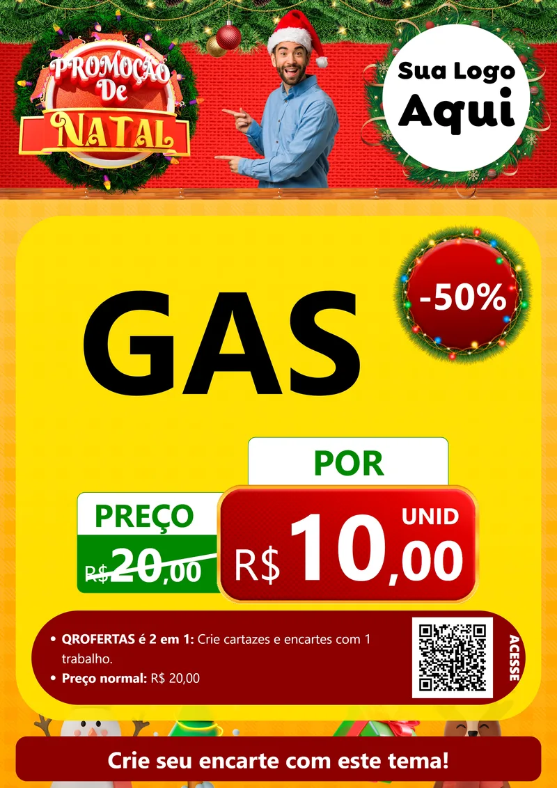 Modelo de Cartaz para Cartaz A4 Vertical com o tema Promoção de Natal para Água e gás