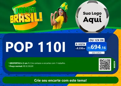 Modelo de Cartaz para Cartaz A4 Horizontal com o tema Vamos Brasil - Copa para Concessionaria de Motos