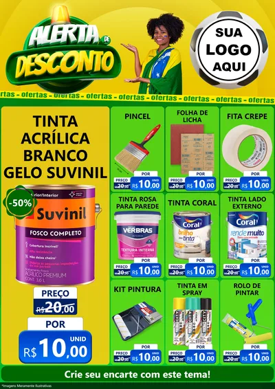 Modelo de Encarte para Encarte A4 Vertical com o tema Alerta de Desconto para Tintas e Ferramentas