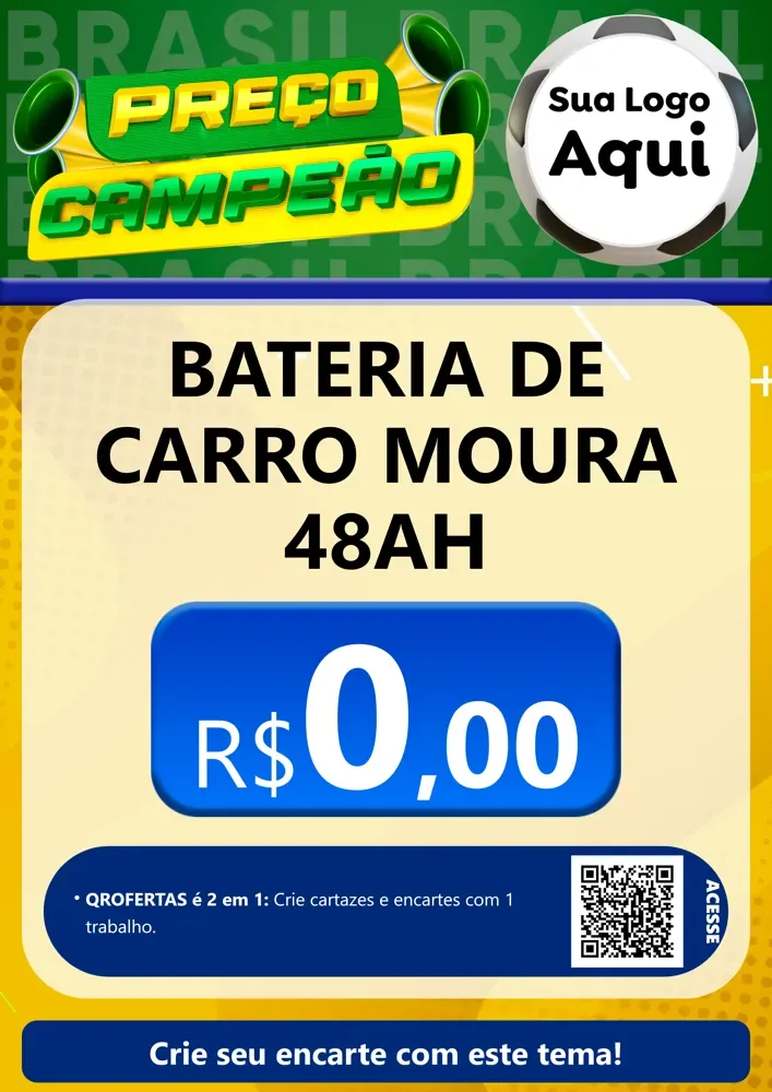 Modelo de Cartaz para Cartaz A4 Vertical com o tema Preço Campeão - Copa para Baterias Elétricas