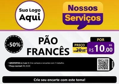 Modelo de Cartaz para Cartaz A4 Horizontal com o tema Nossos Serviços para Padaria