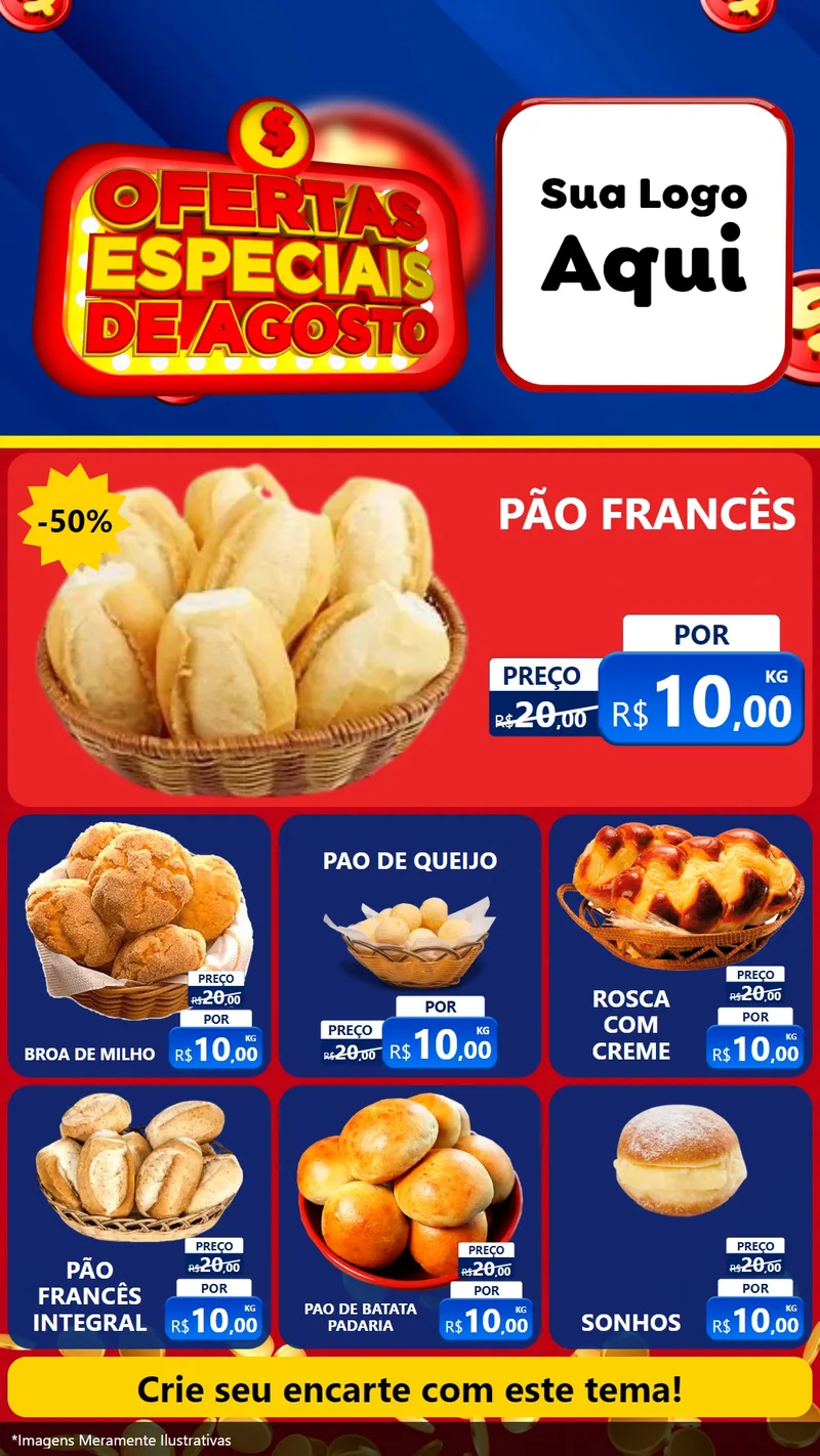 Modelo de Rede Social para Stories com o tema Ofertas Especiais de Agosto para Padaria