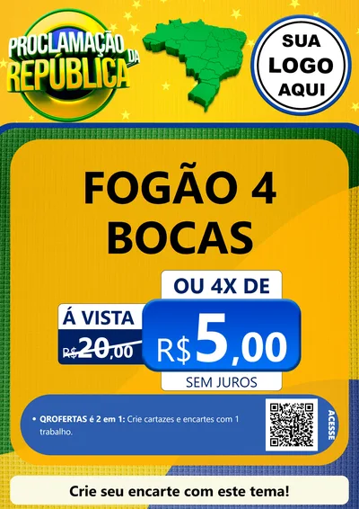 Modelo de Cartaz para Cartaz A4 Vertical com o tema Proclamação da República para Móveis e Eletro