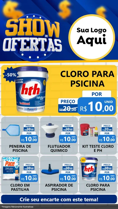 Modelo de Rede Social para Stories com o tema Show de Ofertas para Produtos para Piscina