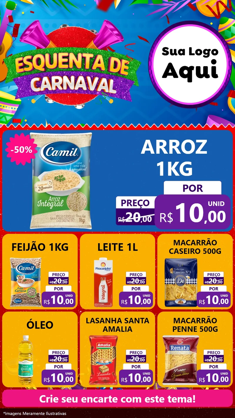 Modelo de Rede Social para Stories com o tema Esquenta de Carnaval para Supermercado