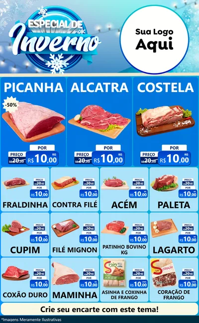 Modelo de Encarte para Encarte Grande com o tema Especial de Inverno para Açougue