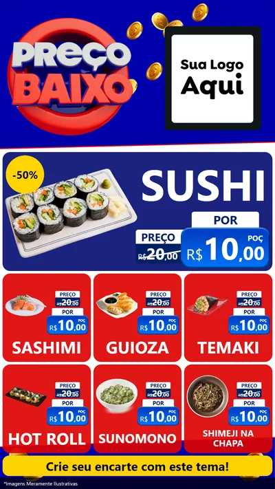 Modelo de Rede Social para Stories com o tema Preço Baixo para Comida japonesa