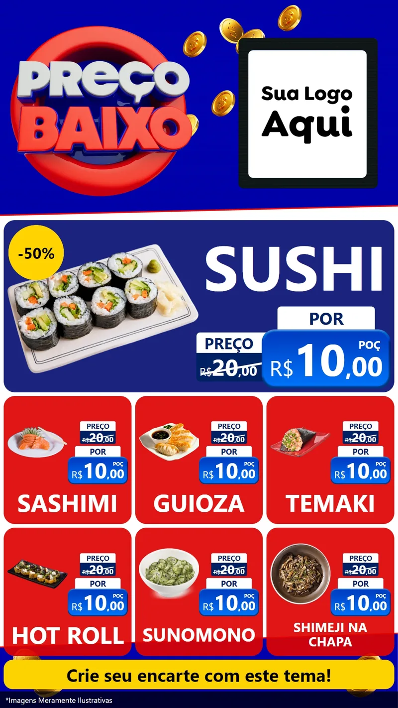 Modelo de Rede Social para Stories com o tema Preço Baixo para Comida japonesa