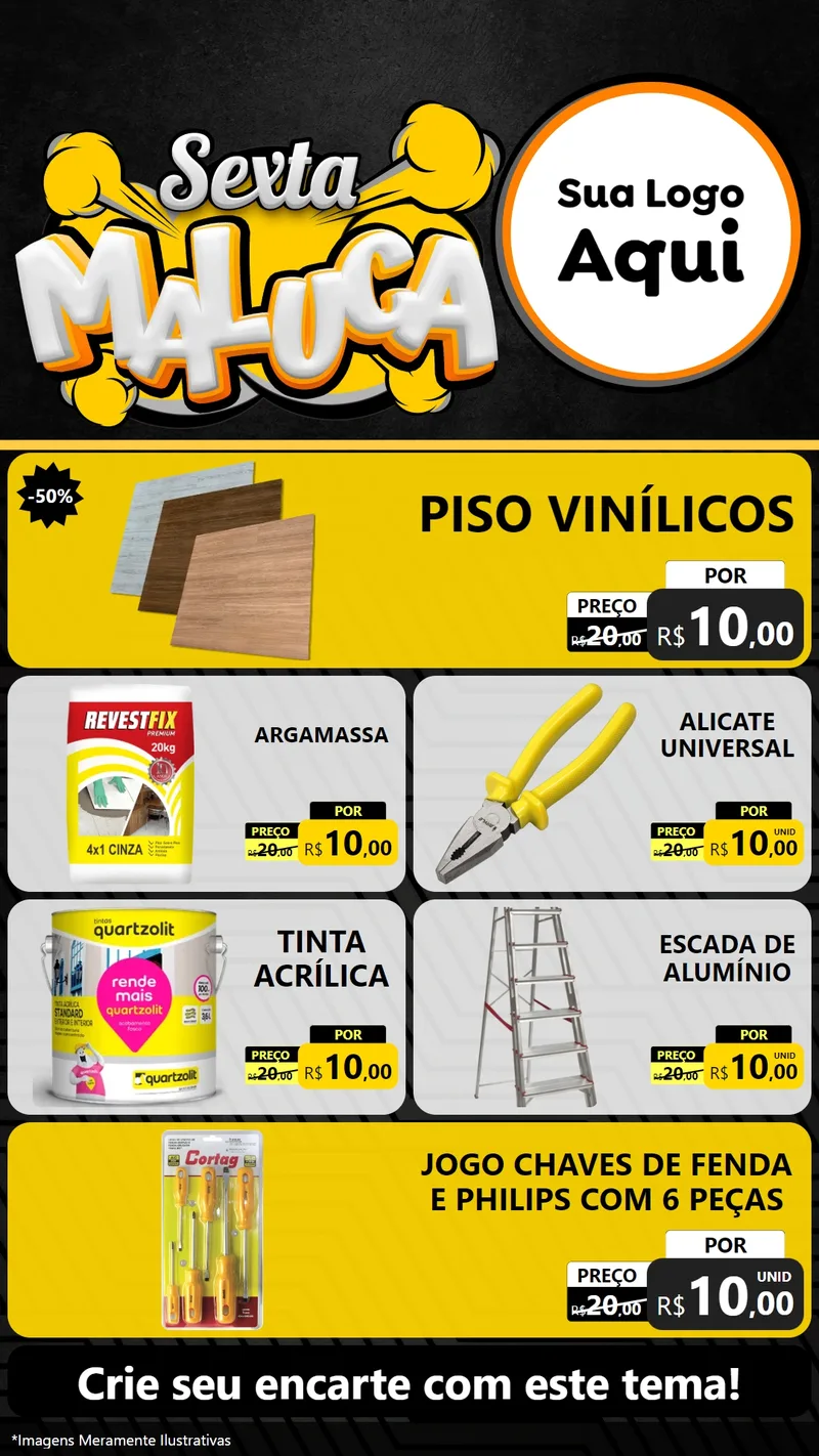 Modelo de TV para TV Vertical com o tema Sexta Maluca para Material para Construção