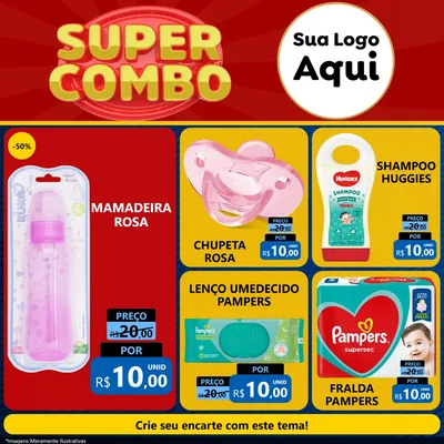Modelo de Rede Social para Feed Facebook com o tema Super Combo para Bebês