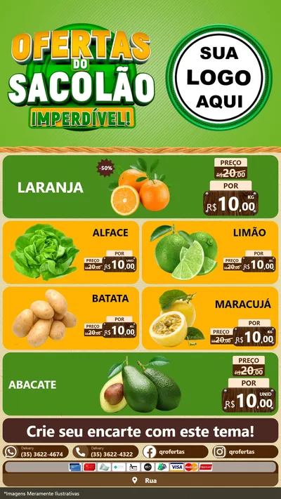 Modelo de TV para TV Vertical com o tema Ofertas do Sacolão Imperdível! para Hortifrúti