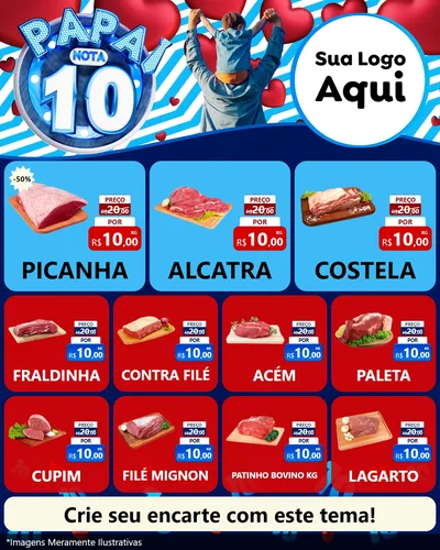 Modelo de Rede Social para Feed Instagram com o tema Papai Nota 10 para Açougue
