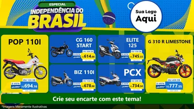 Modelo de TV para TV Horizontal com o tema Especial Independência do Brasil para Concessionaria de Motos