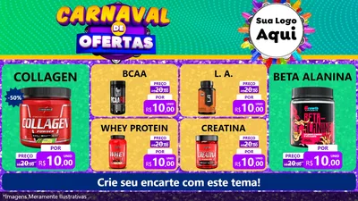 Modelo de TV para TV Horizontal com o tema Carnaval de Ofertas para Suplementos alimentares