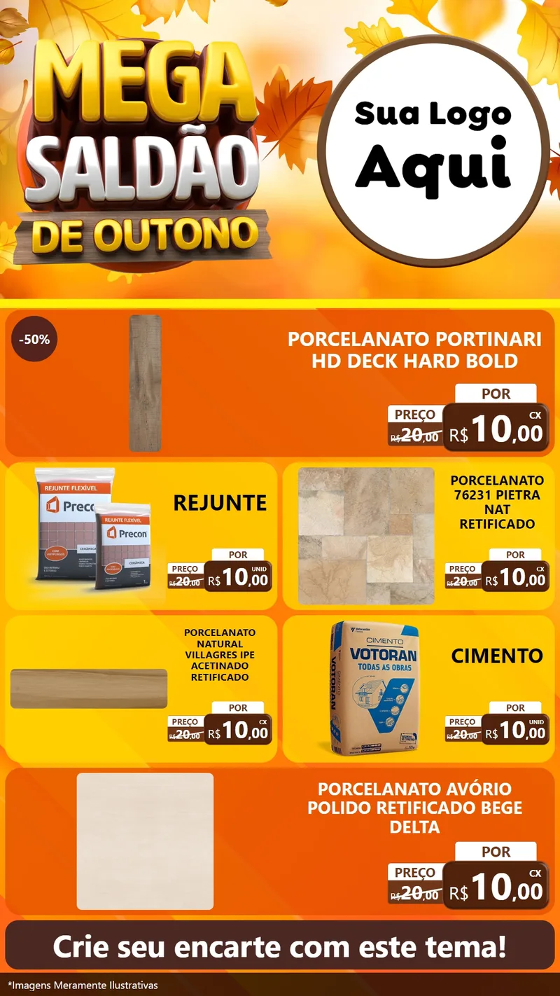 Modelo de TV para TV Vertical com o tema Mega Saldão de Outono para Pisos e revestimentos