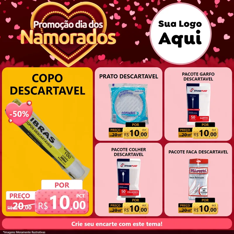 Modelo de Rede Social para Feed Facebook com o tema Promoção Dia Dos Namorados para Embalagens