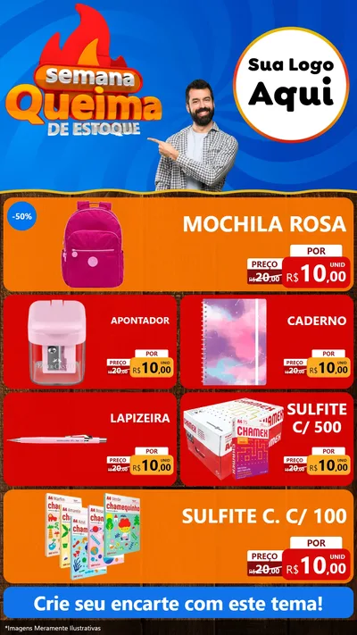 Modelo de TV para TV Vertical com o tema Semana Queima de Estoque para Papelaria