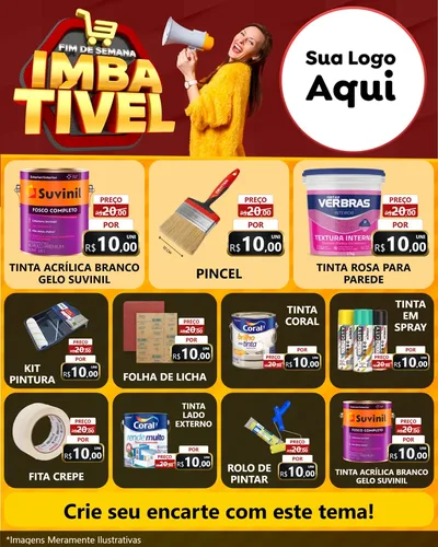 Modelo de Rede Social para Feed Instagram com o tema Fim de Semana Imbatível para Tintas e Ferramentas
