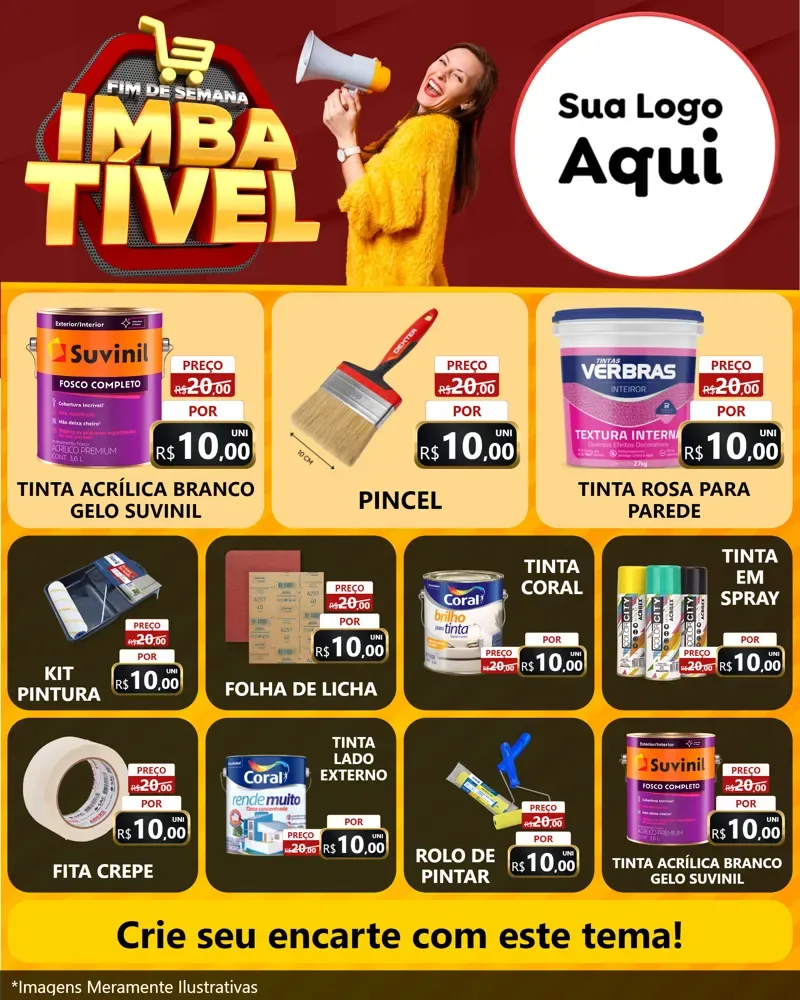 Modelo de Rede Social para Feed Instagram com o tema Fim de Semana Imbatível para Tintas e Ferramentas
