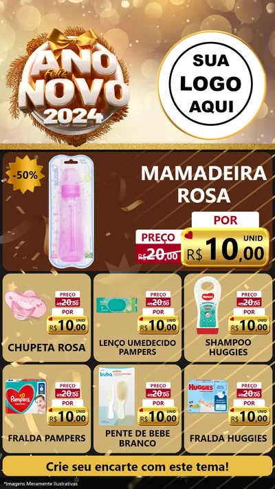 Modelo de Rede Social para Stories com o tema Feliz Ano Novo 2027 para Bebês