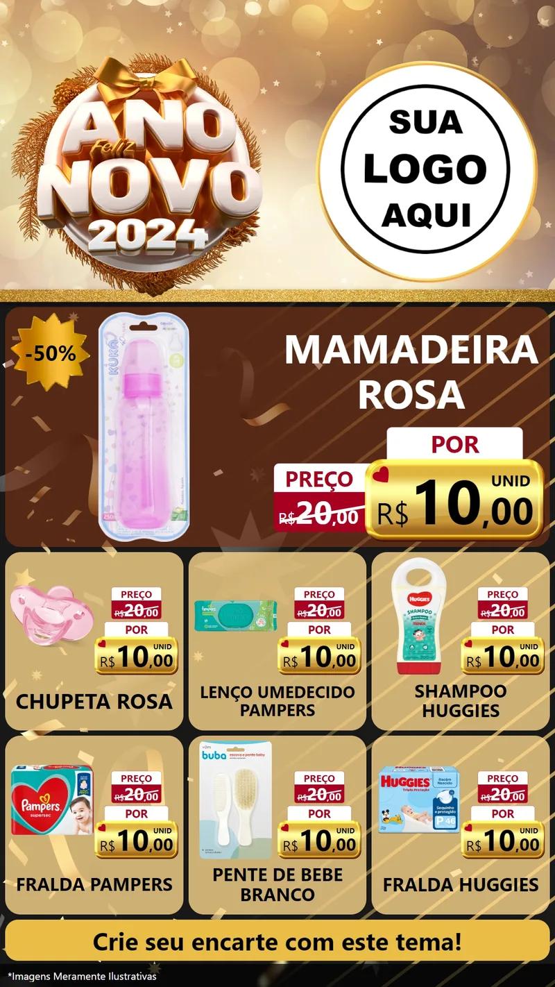 Modelo de Rede Social para Stories com o tema Feliz Ano Novo 2027 para Bebês